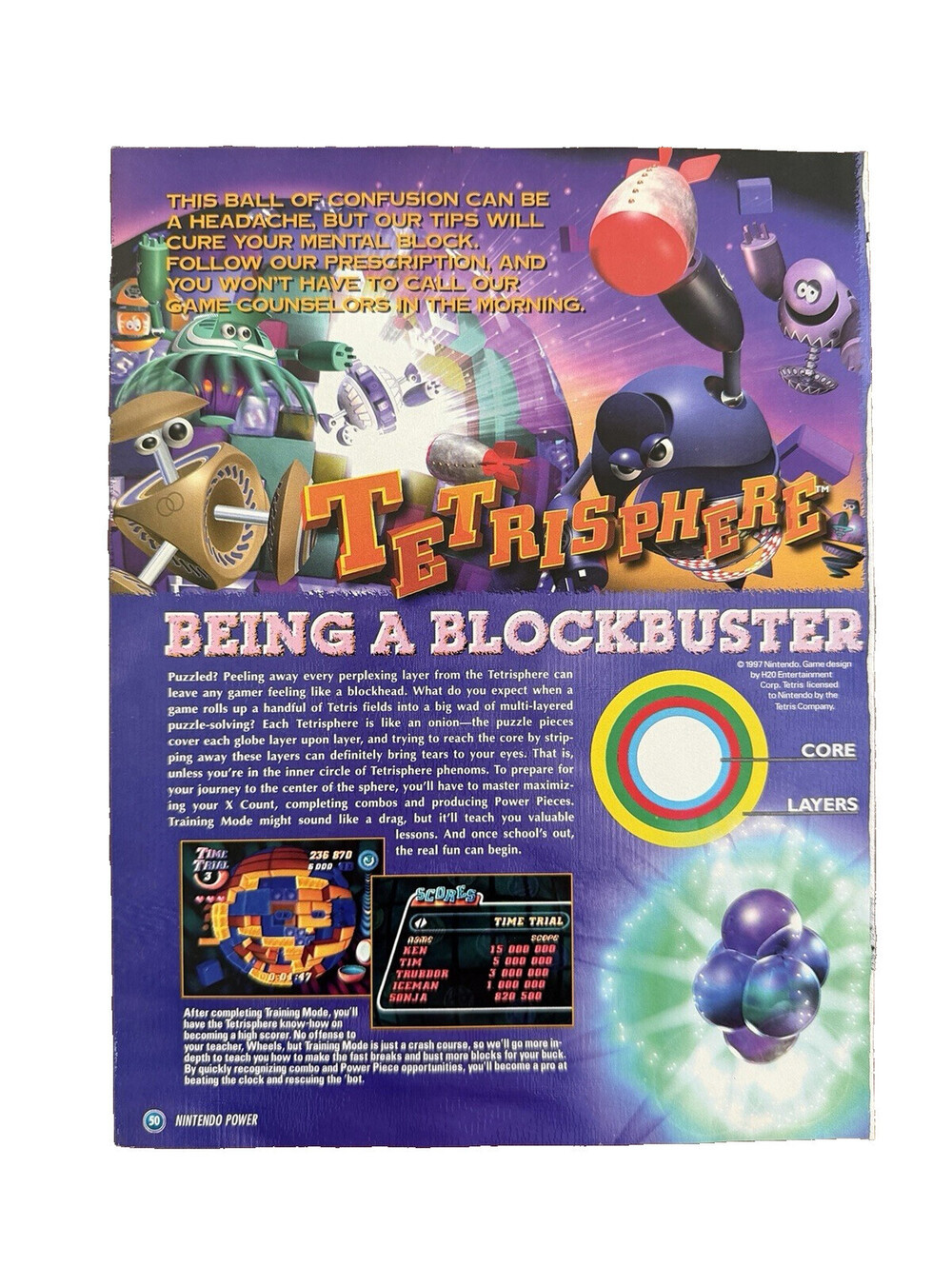 Tetrisphere Nintendo N64 Video Game Print Ad Promo Art Vintage